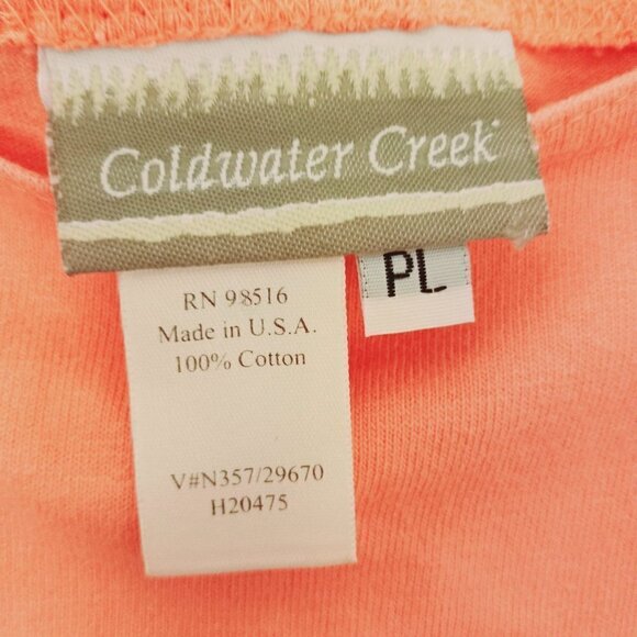 COLD Water Creek Sleeveless Dress Peach 100% cotton w/attached 1/2 tie at waist. - Picture 4 of 8